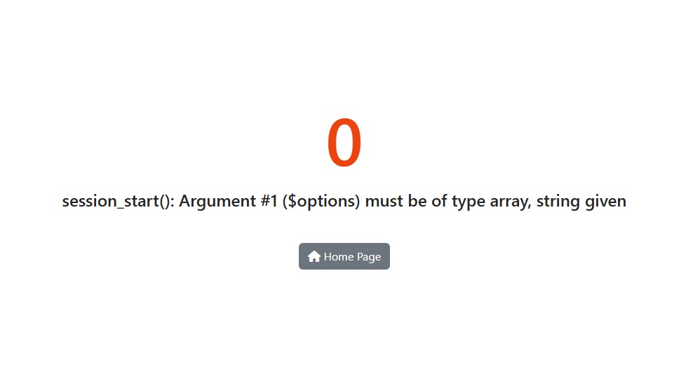 Error : session_start(): Argument #1 ($options) must be of type array, string given